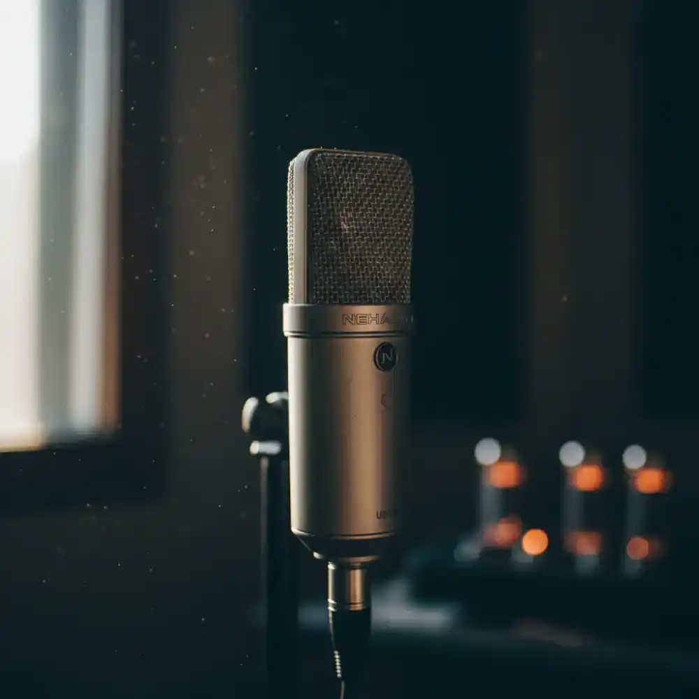 Close up of an Neumann microphone