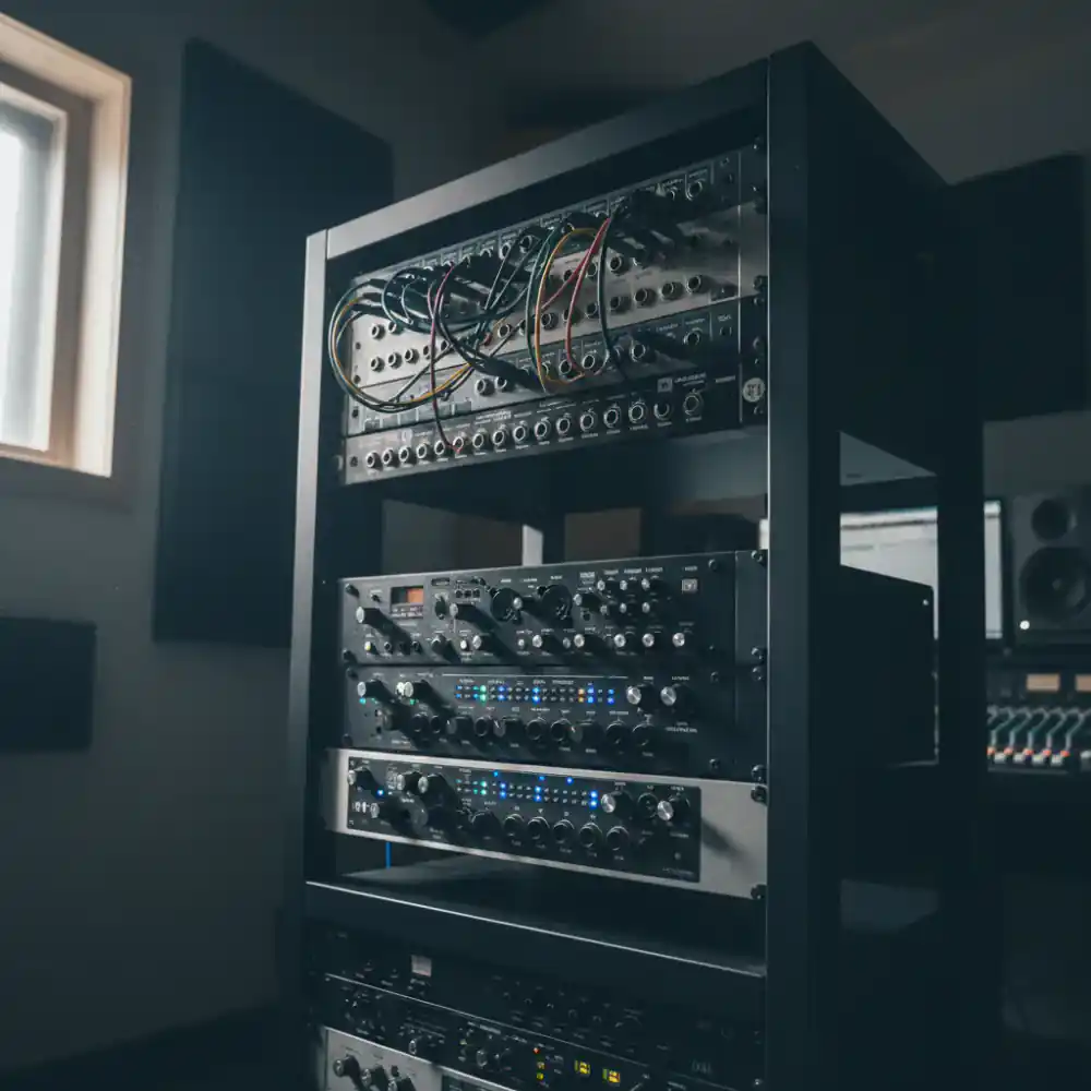 Audio interface and patch bay rack