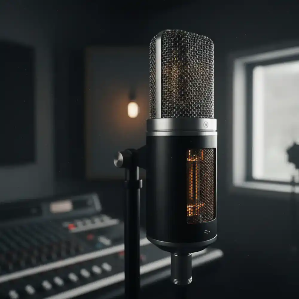 Close up of a high-end recording studio microphone