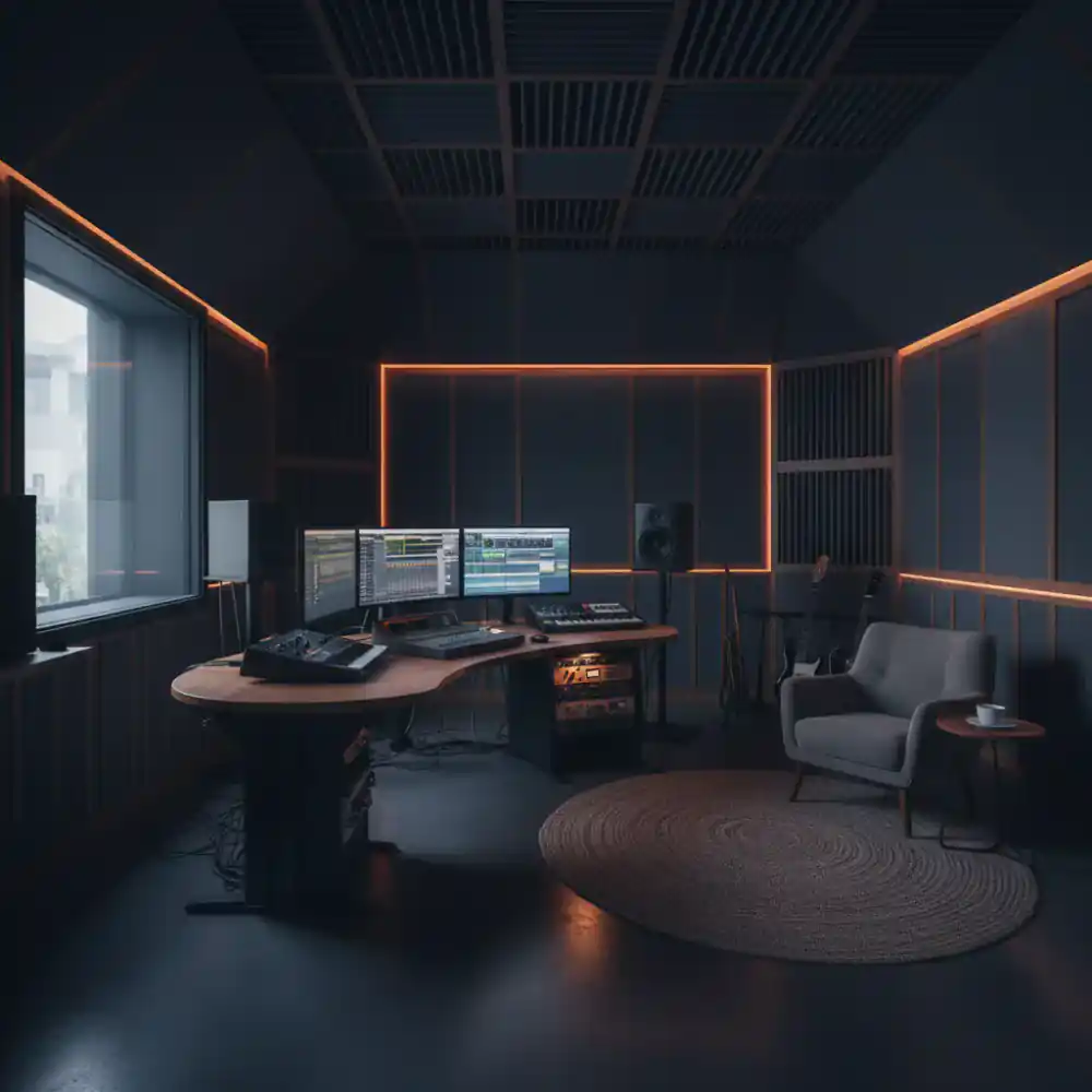 Acoustically treated studio room